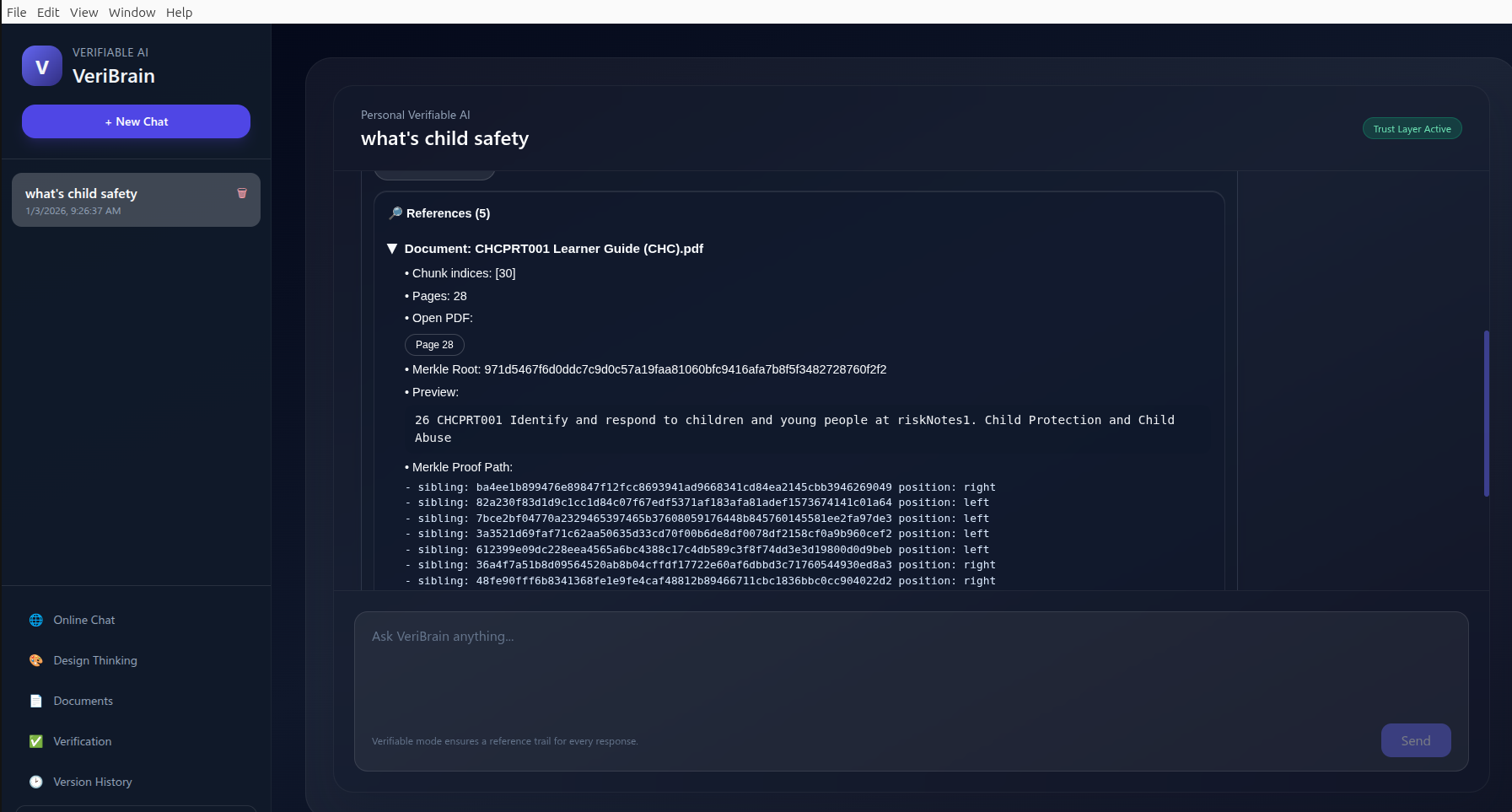 Verified references with hashes and page-level sources